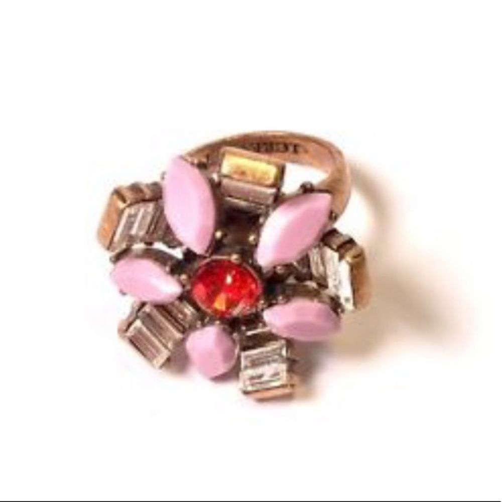 J Crew Crystal Flower Statement Ring